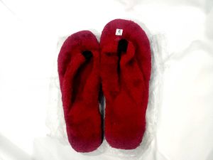 Cozy Red Faux Fur Flip Flops