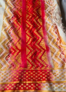 Vibrant Ethnic white red dupatta