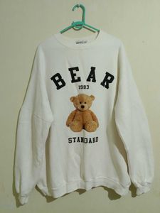 White Teddy Bear Graphic Sweatshirt