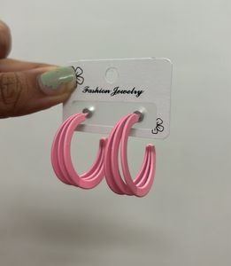 Baby Pink Mini Triple Hoop Earrings