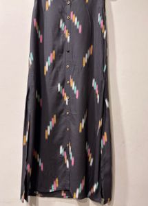 Stylish Grey Kurta with Ikkat Print