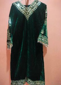 Heavy Party Wear Green Dress💚