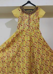 Yellow Embroidered Ethnic Gown