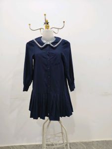 Balabala Chic Navy Blue Peter Pan Collar Dress