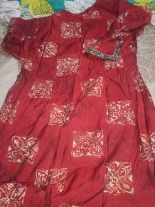 Maroon Printed Kurta