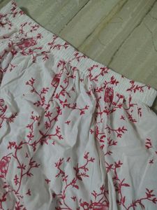 White &amp; Pink Floral Printed Flared Maxi Skirt