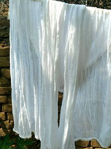 New White Dupatta with Tassels
