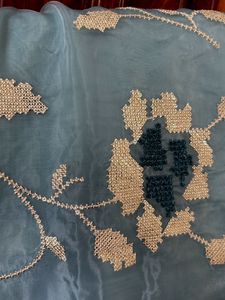 sky blue organza silk new saree
