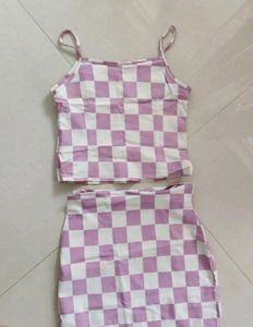 Checkerboard Crop Top &amp; Skirt Set
