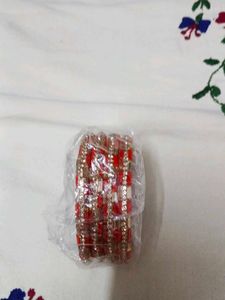 Red &amp; Gold Beaded Bangles
