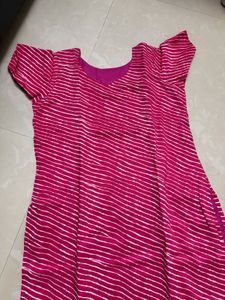 Beautiful Pink Kurta with White Stripes