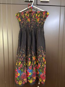Boho Floral Smocked Halter Dress