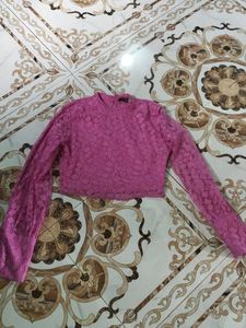 Pink Lace Crop Top