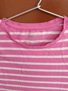 Pink and White Striped T-Shirt