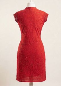 Stunning Red Embroidered Kurta