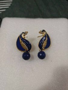 Elegant Blue Leaf Design Earrings
