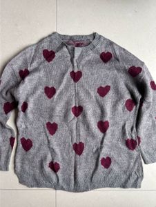 Grey Heart Print Sweater