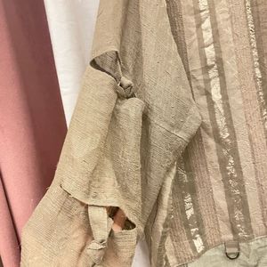 Unique Beige Striped Kurta with Pocket Detail