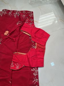 Elegant Red Embroidered Saree