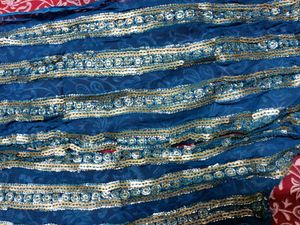 Teal Sequin Embellished Fabric