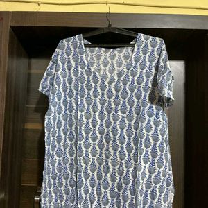 Blue Floral Print Kurta