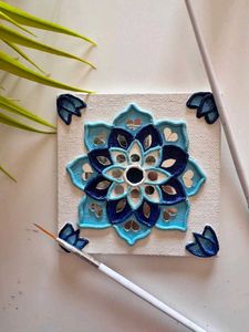 Blue Lippan Mirror Mandala Art