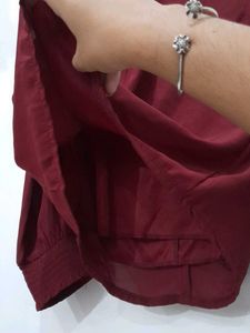 Burgundy Ruffle Sleeve Top