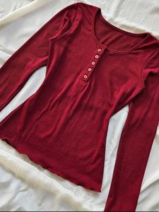 Blood Red Ribbed Top