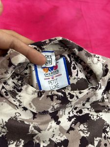 Kids Asymmetrical Camo Print Kurta