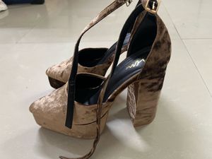 Brown Velvet Platform Heels