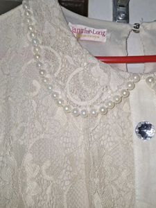 Lace maxi dress/gown with pearls collar ✨️