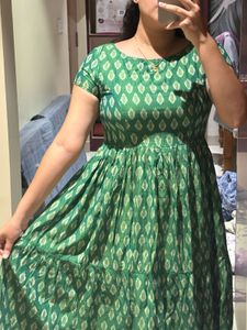 Green Ikat Printed Dress | Casual Ethnic Wear | Li