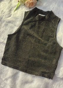 Sparkly Mock Neck Sleeveless Top