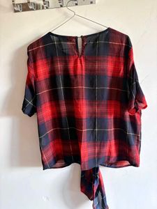 Chic Plaid Tie-Front Top