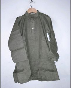 Olive Green Kurta &amp; White Payjama Set ( Boys )