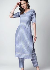 Blue Striped Kurta Set