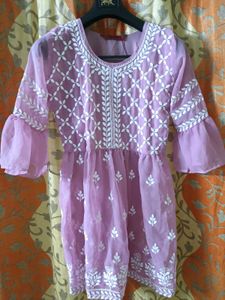 Lavender Chikankari Georgette Tunic ✨
