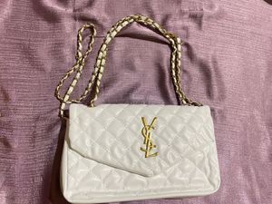 YSL White Quilted Chain Bag