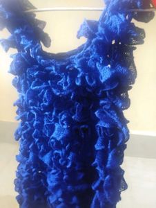 Boho Crochet Ruffle Blue Bag