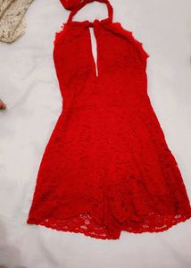 Chic Red Lace Halter jumpsuit