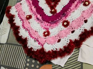 Layered White Top with Crochet Poncho winters