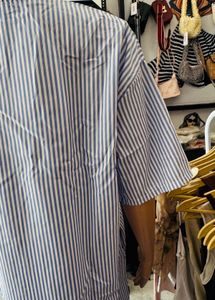Striped Button-Up Shirt Dress