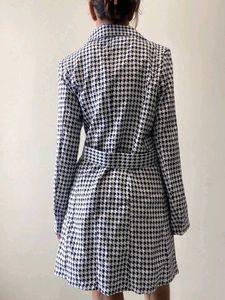 Houndstooth Double-Breasted Blazer Dress
