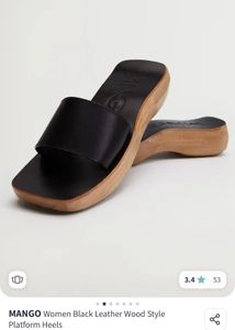 Mango Black Leather Platform Heels