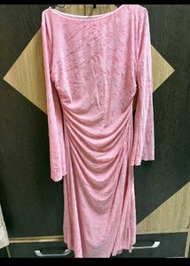 Stylish Pink Ruched Midi Dress
