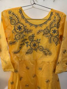 Beautiful Yellow Embroidered Ethnic Gown