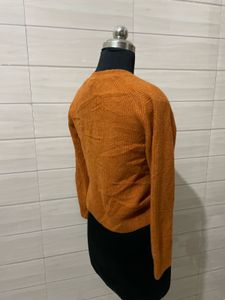 UNIQLO Orange Knit Button-Up Cardigan