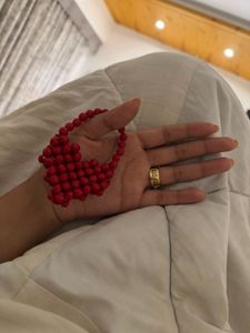 Red Heart Beaded Clutch