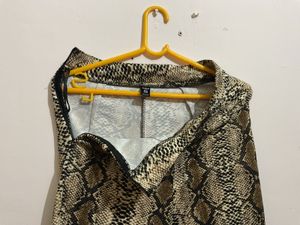 Shein Snakeskin Print Bell Bottom Pants