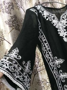 Elegant Black Embroidered Kurti with Duppata